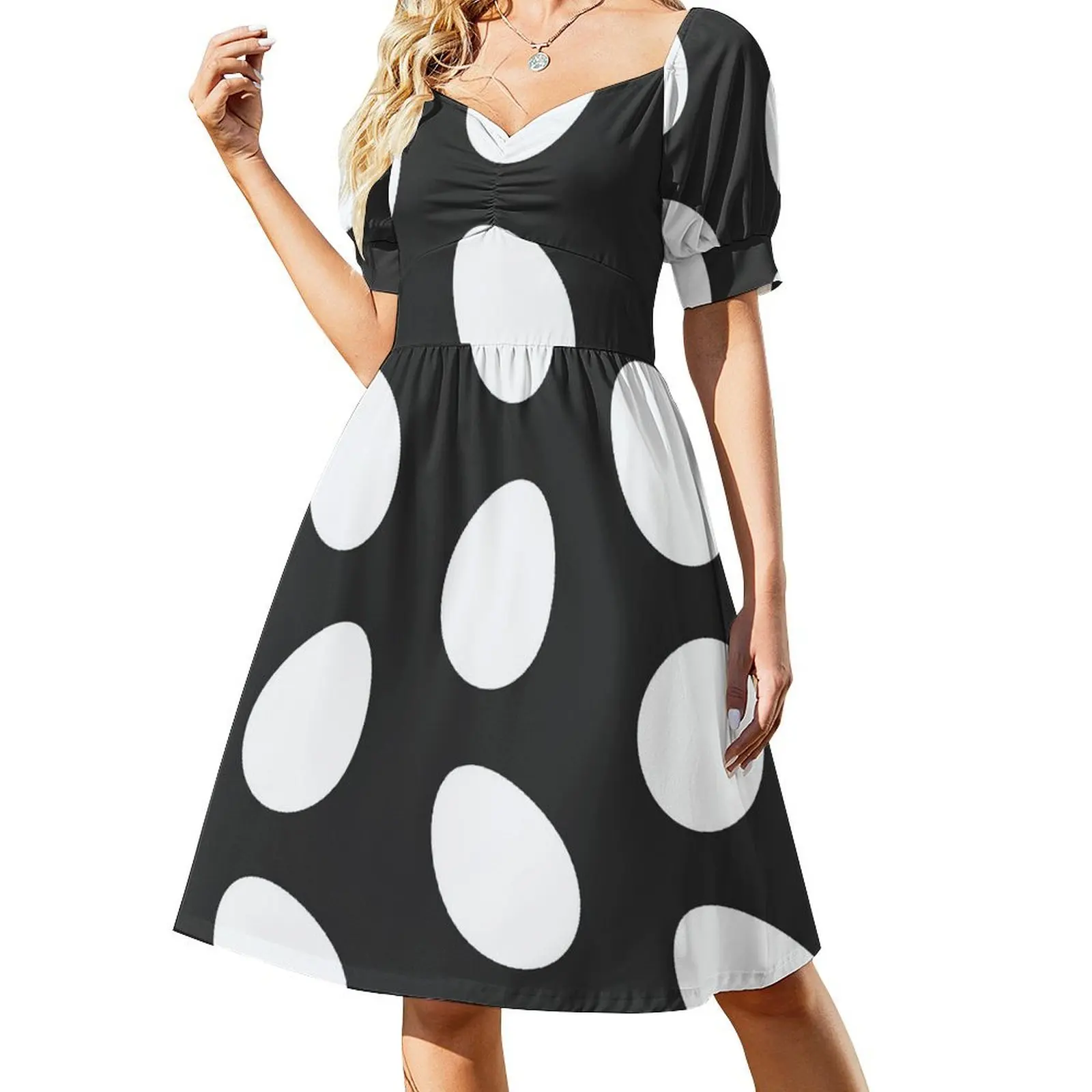 

Black and white abstract dotted eggs pattern Short Sleeved Dress dresses for official occasions Dress