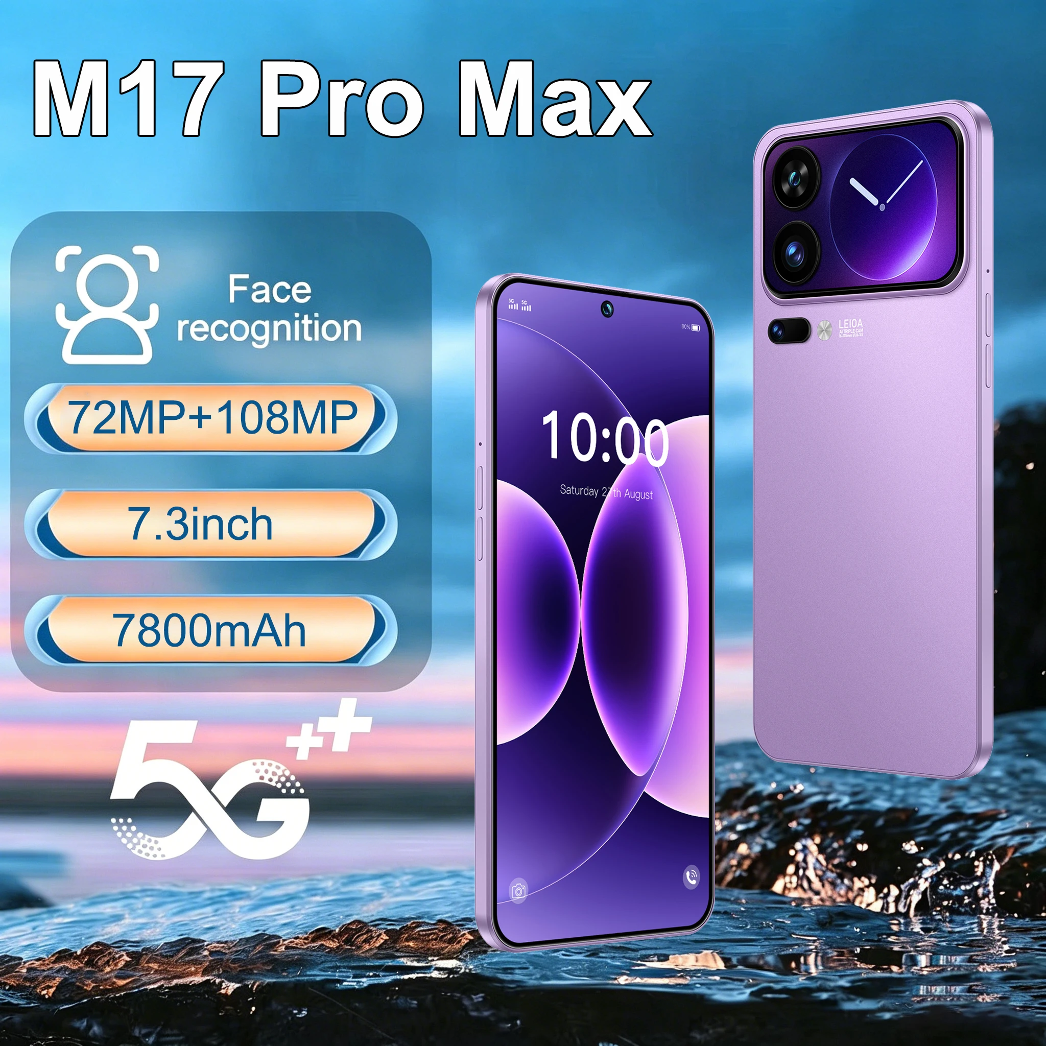 2026년형 고품질 M17 Pro Max 신형 오리지널 지능형 4G 5G 듀얼심 듀얼 스탠바이 시스템 글로벌 버전 7800mAh 배터리