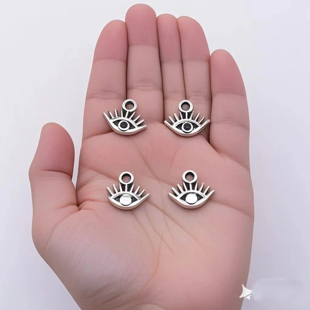 40Pcs/Lot 9*10mm Antique Silver Color Eye Charms Pendant Designer Charms for Jewelry Making DIY Jewelry Findings