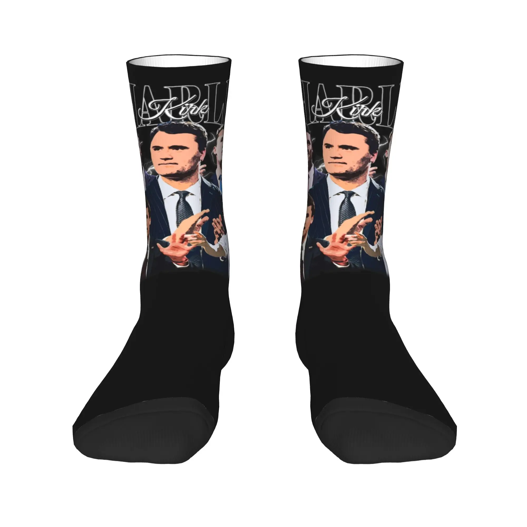 جوارب هيب هوب فينتاج تشارلي كيرك RIP الرياضية من البوليستر جوارب طويلة للجنسين قابلة للتنفس
