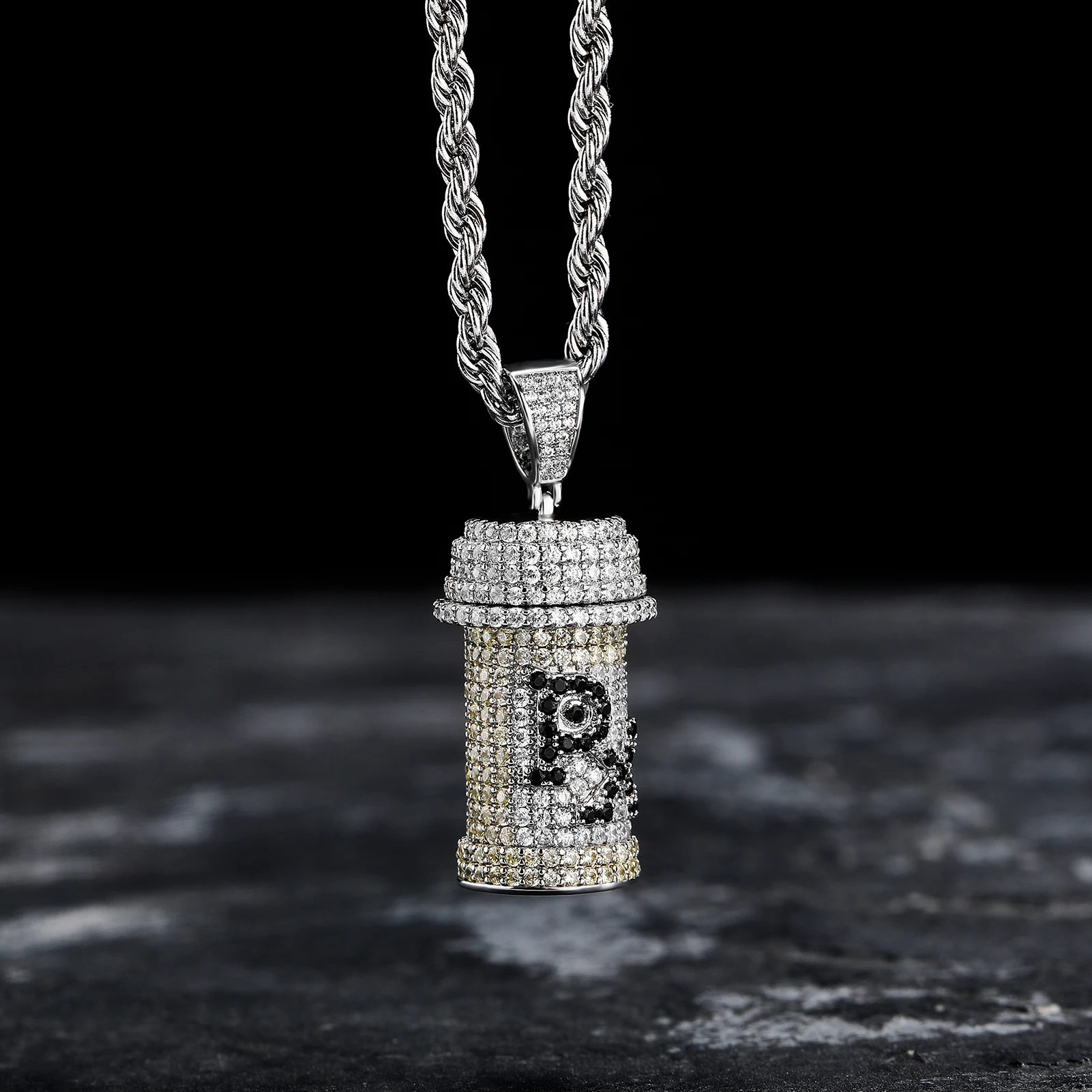 TOPGRILLZ Hip Hop Detachable Medicine Bottle Pendant Necklace Men\'s Jewelry Gold Silver Color Cubic Zircon Necklaces Gifts