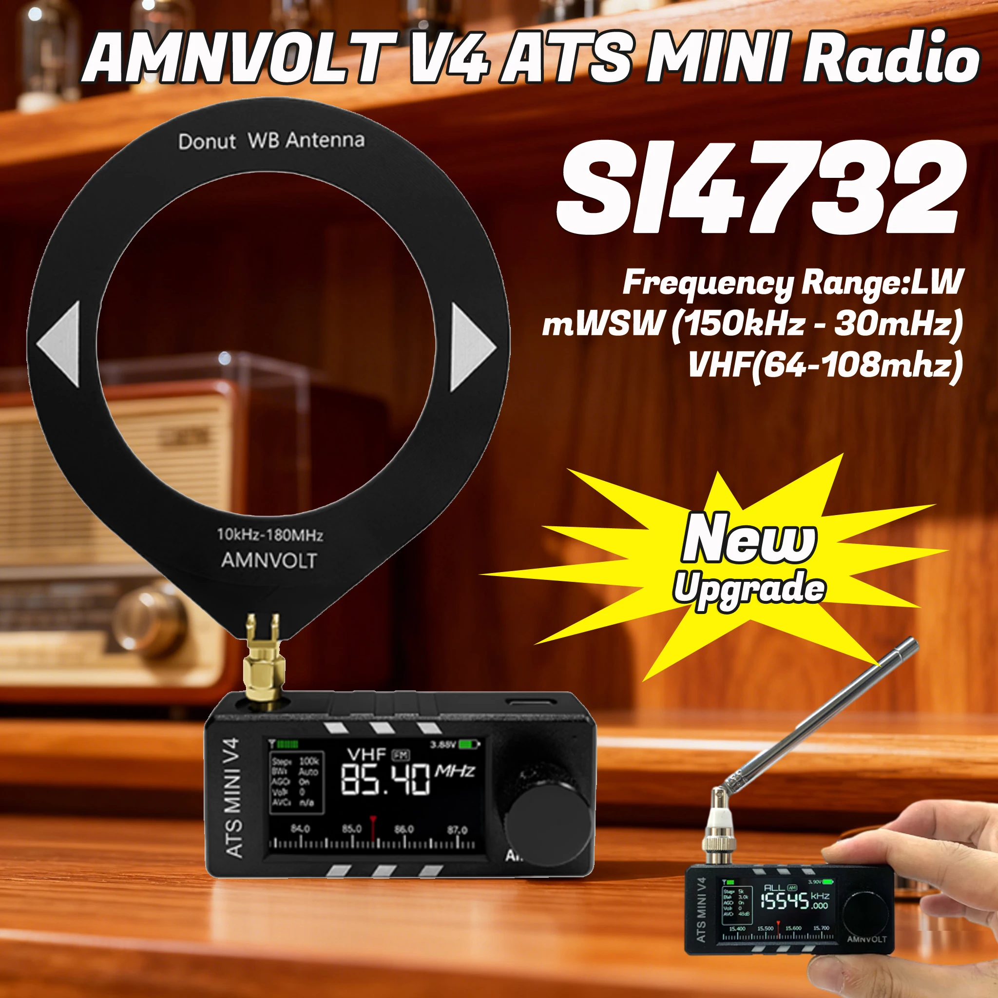 

Портативное радио AMNVOLT V4 ATS MINI SI4732 Вседиапазонное DSP радио FM AM SSB LSB USB-приемник со встроенным высокоимпеданным усилителем