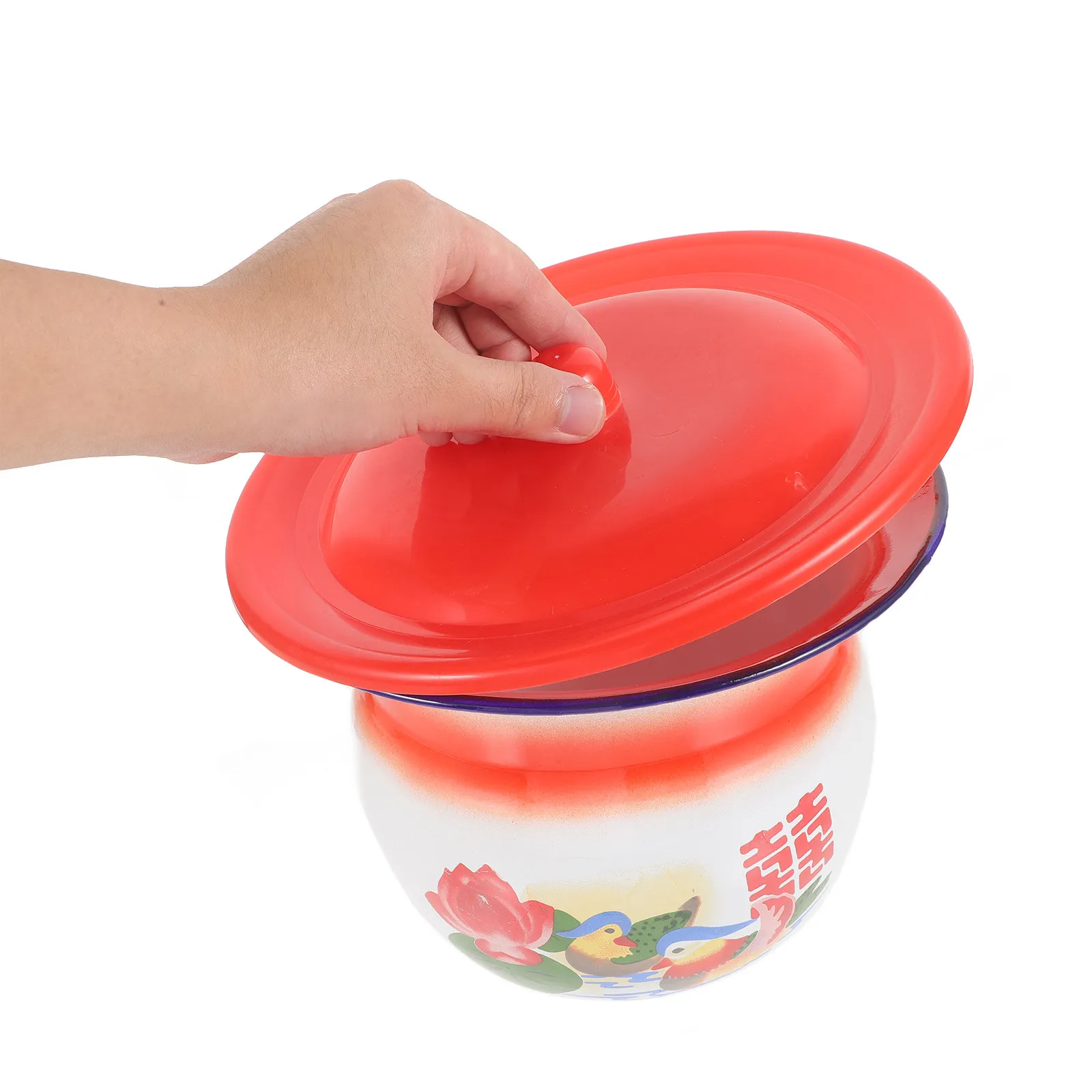 Vintage Style Kids Urinal Pail Pot with Cover Sturdy Wear Resistant Spittoon for Children Household Dorm Bed Pan Creative Potty