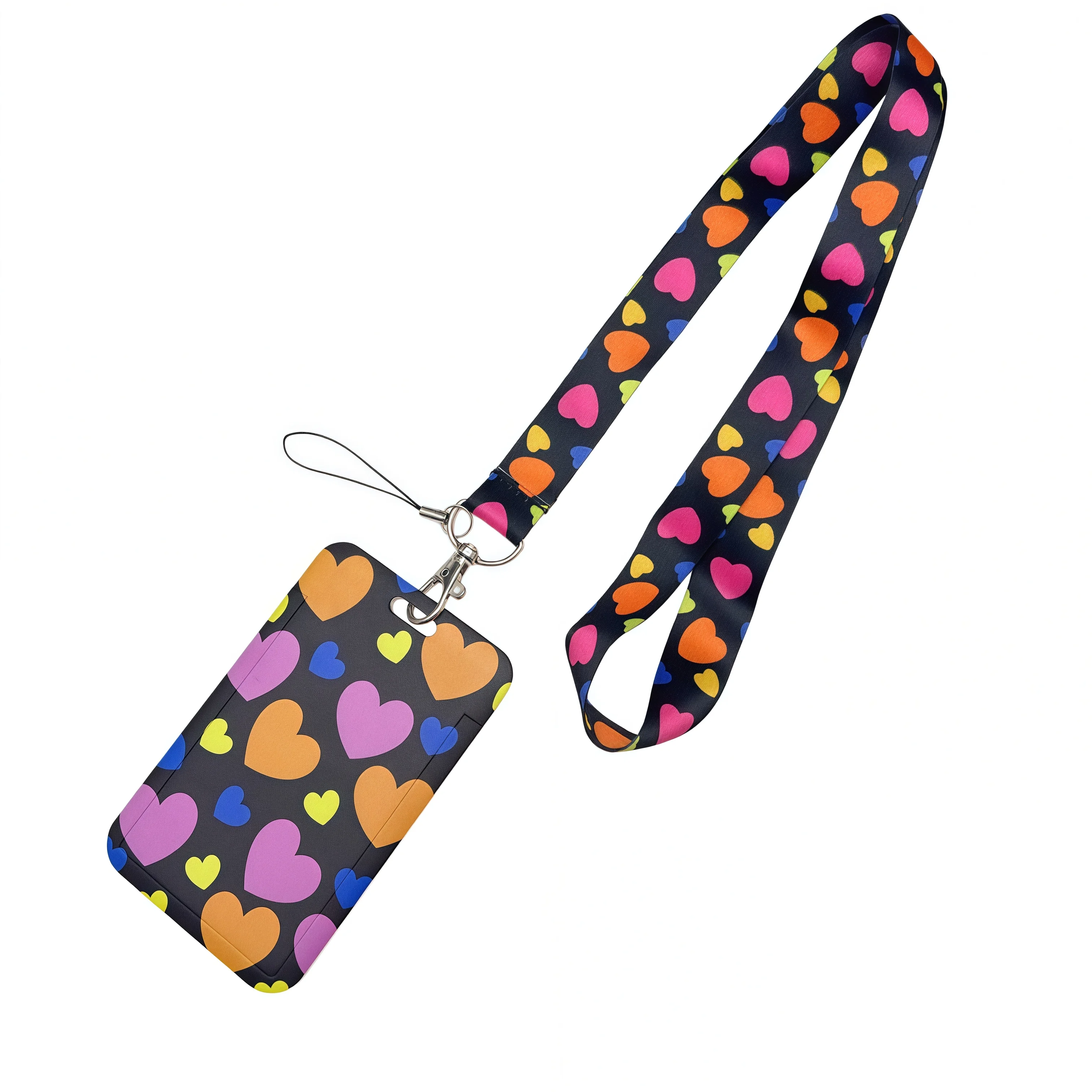 カラフルなハート型PVCカードカバー、学生キャンパス用ネック - Lanyard Badge Holder のレビューと価格