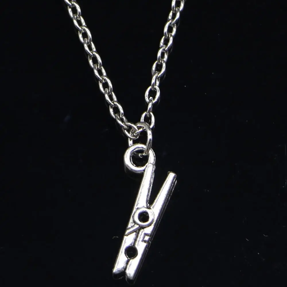 20pcs New Fashion Necklace 18x8mm clothespin Pendants Short Long Women Men Colar Gift Jewelry Choker