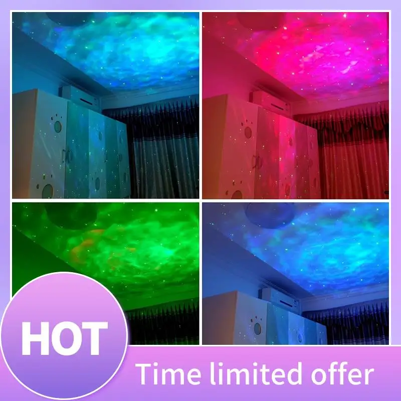 

ABFN-LED Party Light Starry Ocean-Wave Projector Night Light Sound Control Atmosphere Colorful Light Full Of Star Night Light