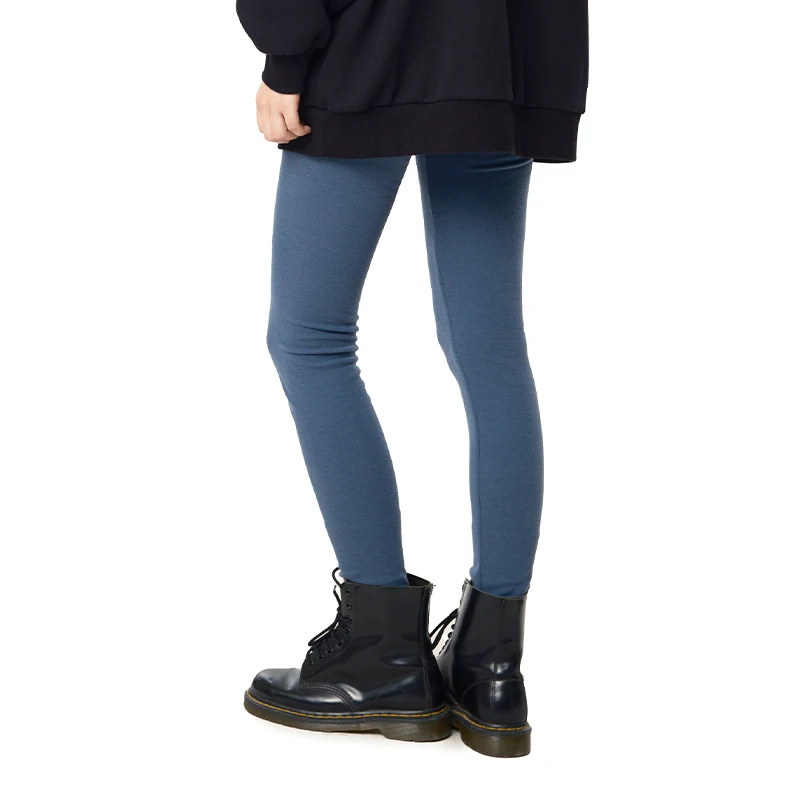 MOVEUP Casual Leggings Winter Flower Woven Label Contrasting Color Scalloped Hem Minimalist Design Knitted Leggings 324410202