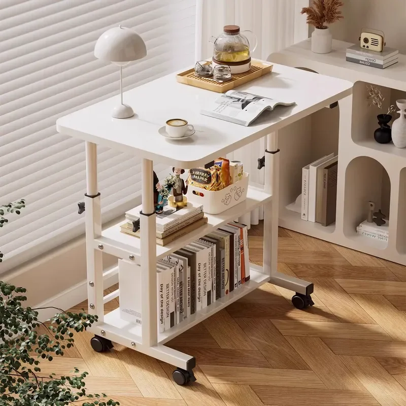 Adjustable Height Rolling Desk Compact Study Table for Bedroom Dorm Home Office Portable Laptop Workstation Small Side Stand