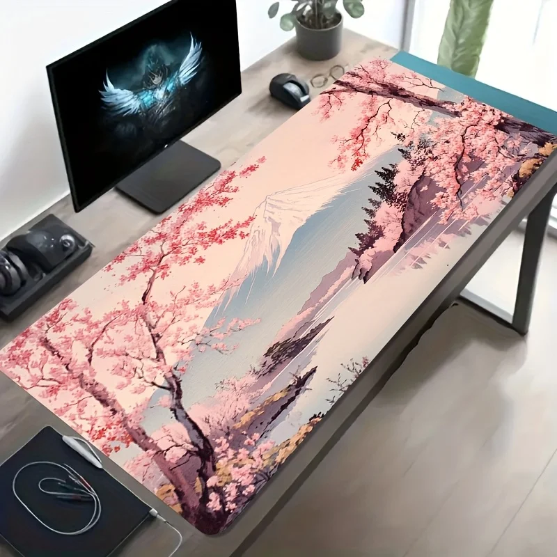 Cherry Blossom Mount Fuji Oversized Desk Mat Large Gaming Mouse Pad Non-Slip Rubber Extended Surface Protector