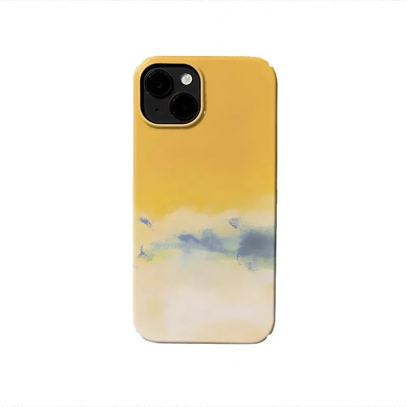 

Ins Korean Yellow Oil Painting Case for IPHONE 17 16 ProMax 15 14 Plus 13 12 MINI 11 PRO 16Plus XR XS MAX Acrylic Phone Cover
