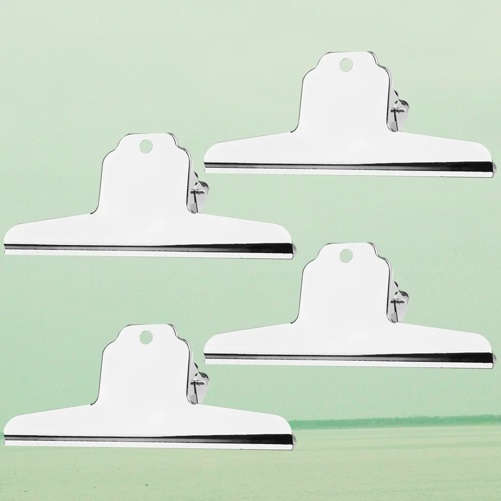 Clips pratiques en forme de montagne en acier inoxydable, dossier de journaux et de périodiques, argent, 4 pièces en 1 ensemble