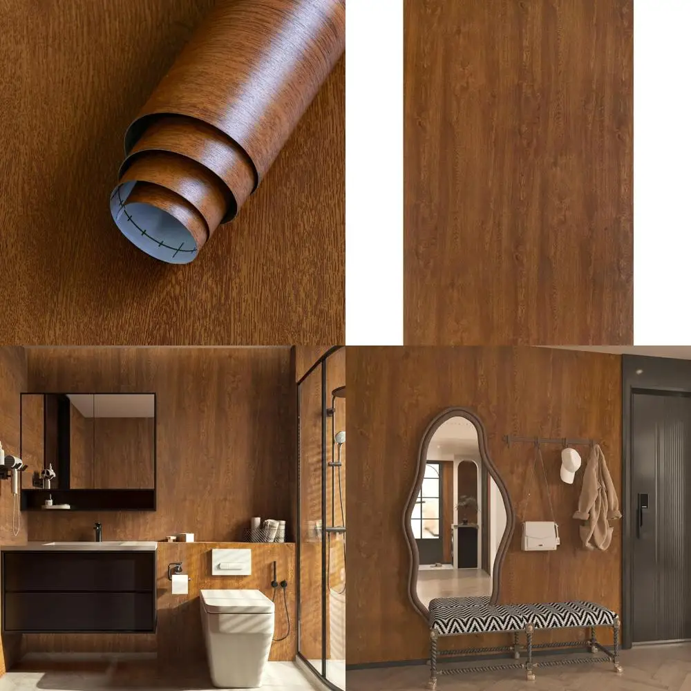 ورق جدران من الفينيل الخشبي ذاتي اللصق قابل للإزالة، لمسة نهائية غير لامعة لتغطية الجدران المزخرفة