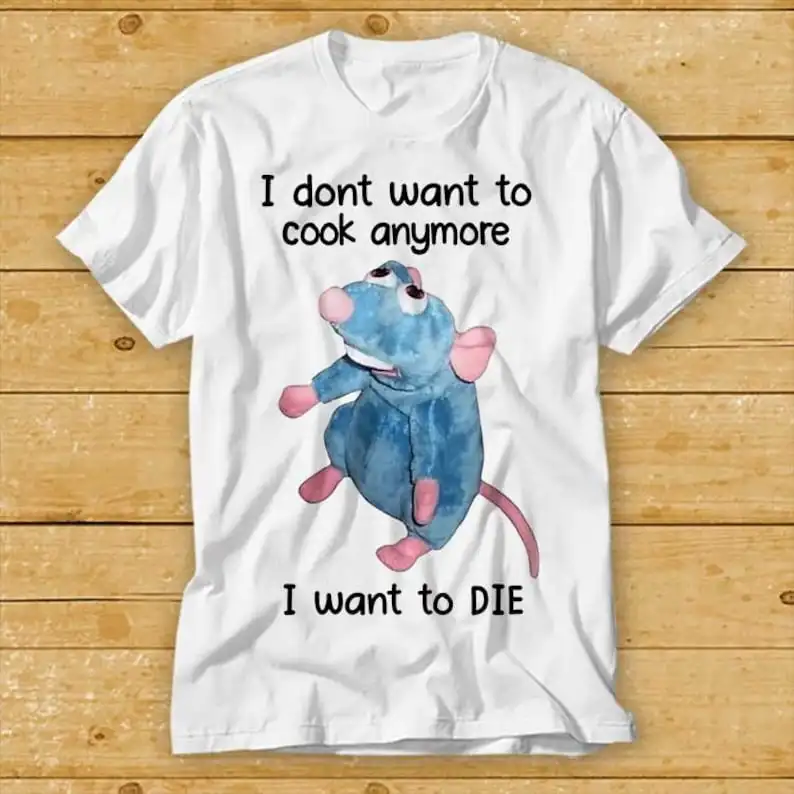 

Mice I Don't Want To Cook Anymore I Want To Die Mouse Rat T Shirt Cult Movie Retro Vintage Music Top Tee 2370