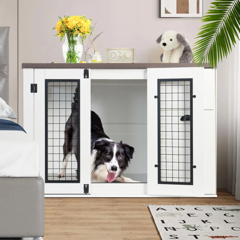 

Furniture style dog cage, wooden dog cage, double by dog cage, side cabinet dog cage, Dog crate