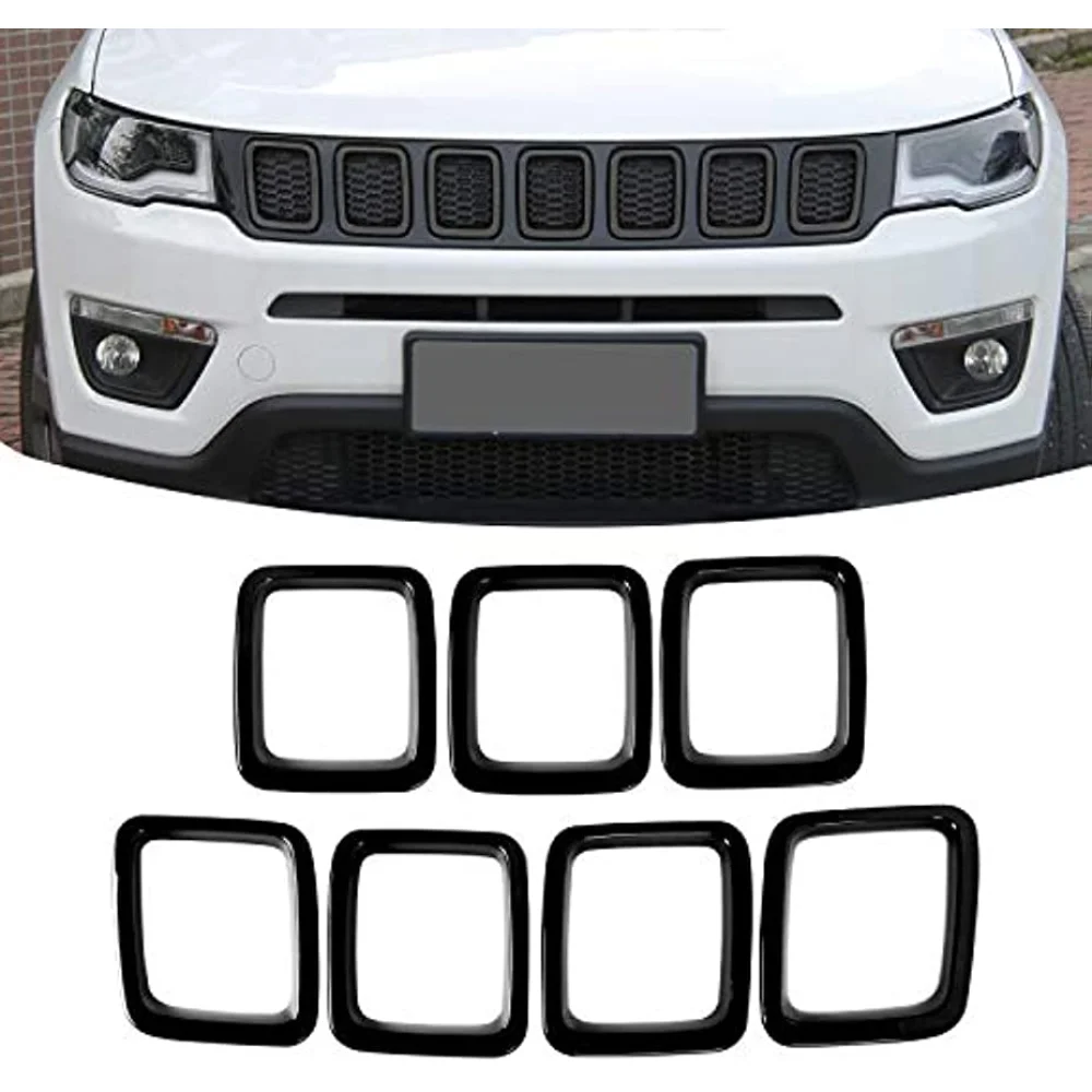 Grille Inserts ABS Grill Cover Exterior Accessories for Jeep Compass MP 2017 2018 2019