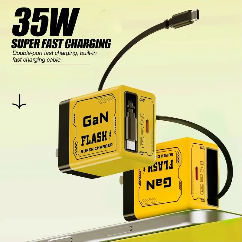 

Выдвижное зарядное устройство для телефона, 35 Вт, выдвижной блок зарядного устройства USB C, складная вилка, зарядные блоки, аксессуары для быстрой зарядки мобильных телефонов