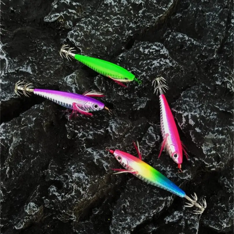 10pcs/lot 10.5cm 9g Colorful Laser Round Belly Horizontal Squid Jigs Hook Lures Fishing Octopus Bait