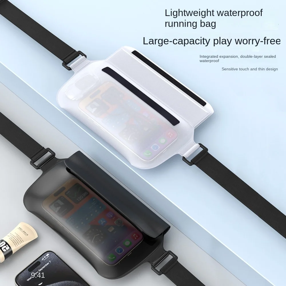 

TPU Waterproof Phone Pouch Transparent Large Capacity Swimming Waist Bag Touch Screen Adjustable Waist Belt Mobile Phone Cover