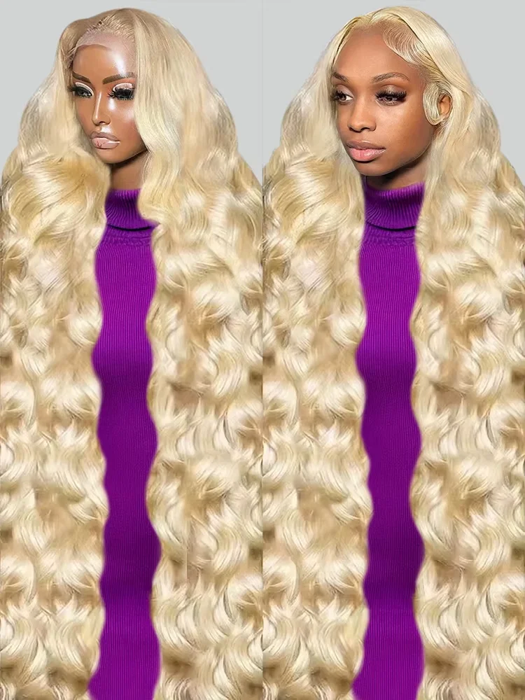 

250% 30 40Inch 613 Body Wave Blonde Brazilian Color Water Wave Lace Frontal Wig 13x4 Hd Lace Frontal Human Hair Wig For Women
