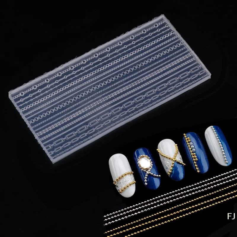 [YU]15 Mixed Sized Shaped 3D Chain Mold Soft Silicone Nail Mould DIY Transparent Manicure Carving Template For Charms Decorative