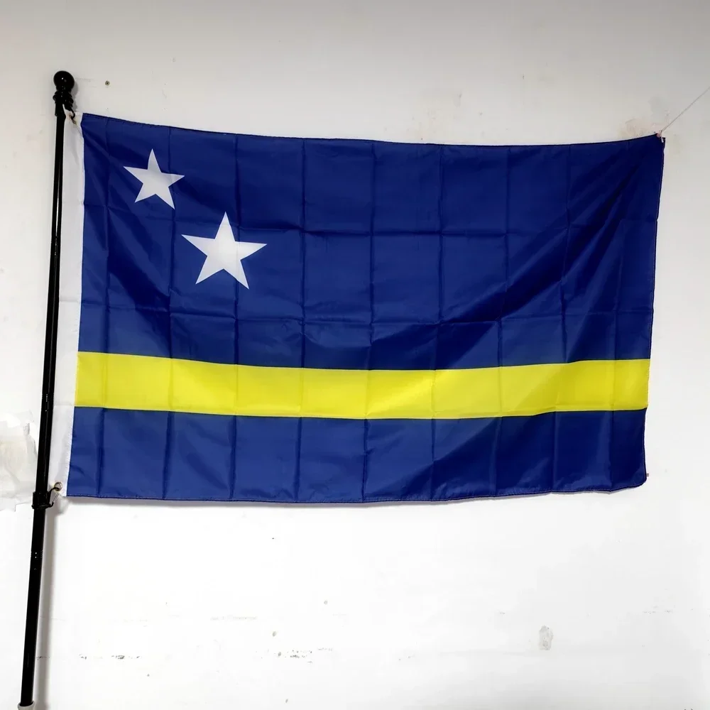 Curacao Flag 90x150cm - Kingdom of the Netherlands Caribbean Island Banner Polyester for Outdoor Hanging & National Pride