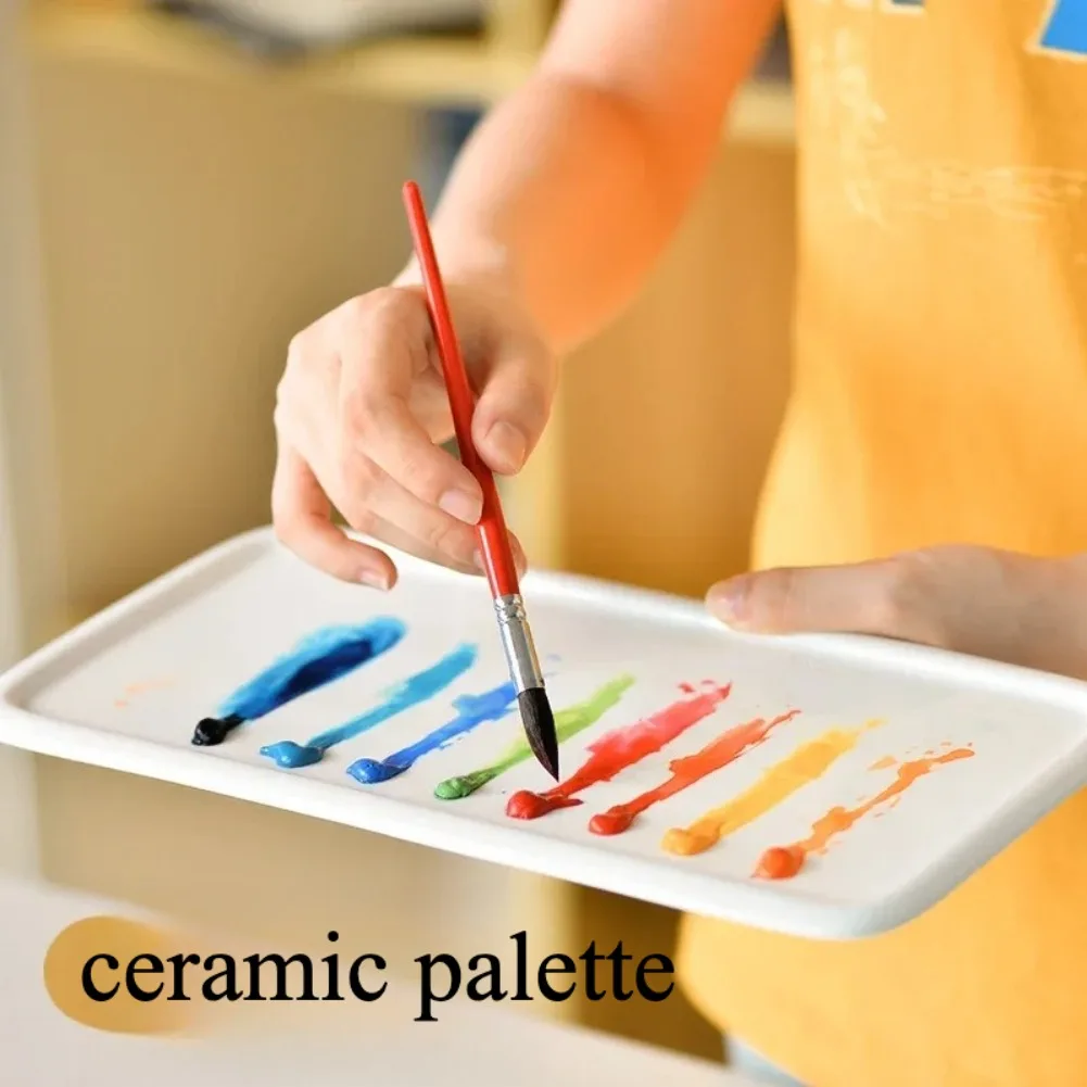 

Керамическая прямоугольная палитра для акварели, легко моющаяся, профессиональная доска для рисования и живописи, поддон для смешивания пигментов, принадлежности для художников
