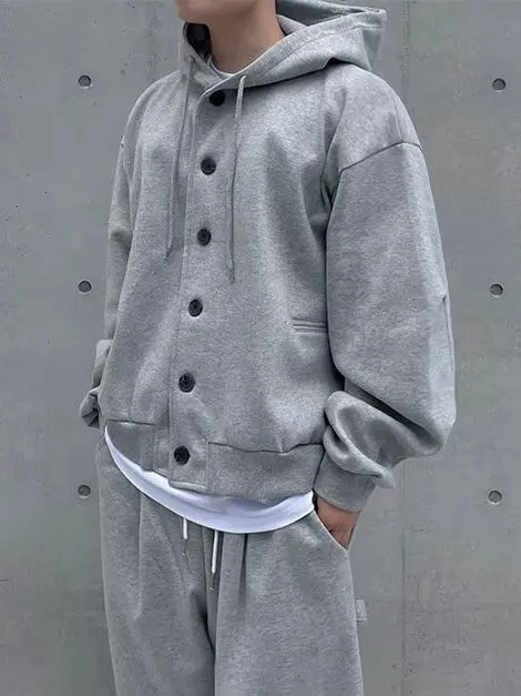 

Loose Men's Hoodie Cardigan Jaet And Wide Leg Casual Pants Two Piece Set Korean Sle Casual Sports Suit Autumn Winter