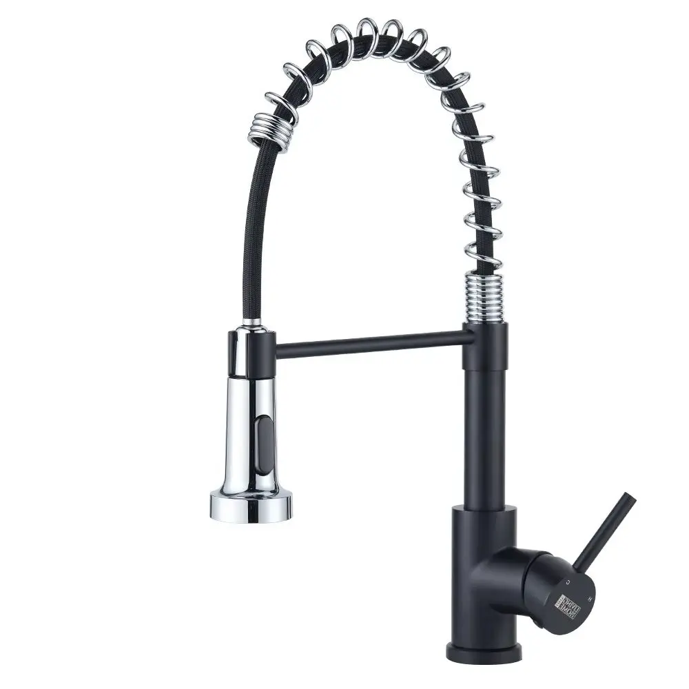 Black Chrome Commercial Swivel Pull out Kitchen Tap Mixer Tap Faucet