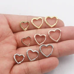 3 Sizes Minimalist Heart Huggie Earrings for Women 18K Gold Plated Hollowed Circle Piercing Earring Polished Ear Cartilage Hoops