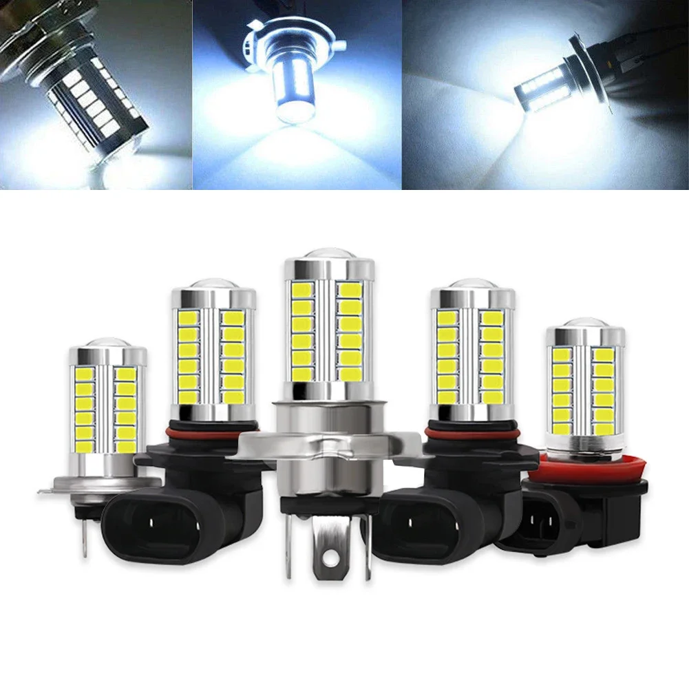 

CTYATO 33SMD LED Car Fog Lamp Running Light Bulb H8 H11 9005 9006 H4 H7 Turning Parking Bulb White Light 12V Headlight Bulbs