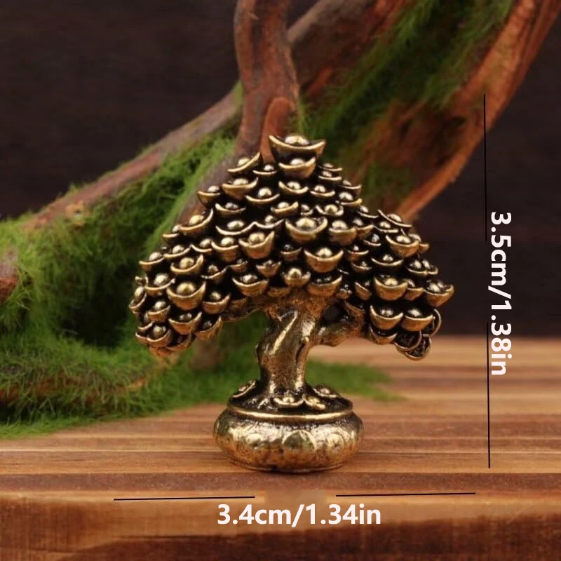 1pc Prosperity Tree Brass Decor, Vintage Money Tree Home Decor, Symbolizing Wealth Generation for Halloween Thanksgiving