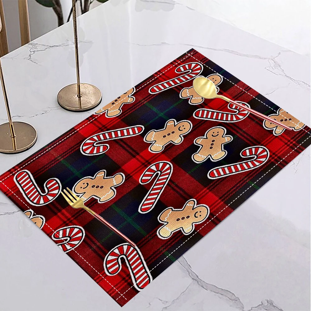 Weihnachts-Lebkuchenmann-Tischsets, Süßigkeiten-Tisch, Heimküchen für Weihnachten, Halloween, Thanksgiving und Neujahrsdekorationen