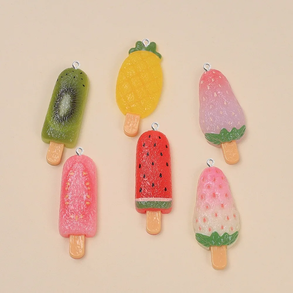 10Pcs Sweet Summer Resin Ice Cream Charms Pendants For Jewelry Key Chain Making Earrings Necklace Clothing Bag Crafts Supplies