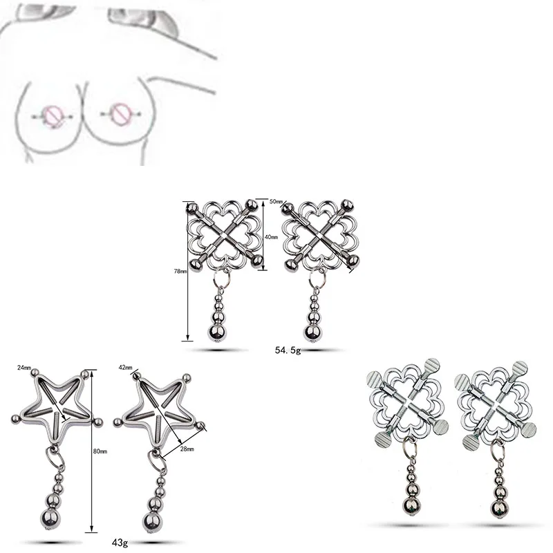 ألعاب جنسية BDSM-Nipple Clips ، مقاطع عبودية ، تحفيز الحلمة المعدنية المعززة للثدي ، يمزح العبيد ، سلسلة معدنية