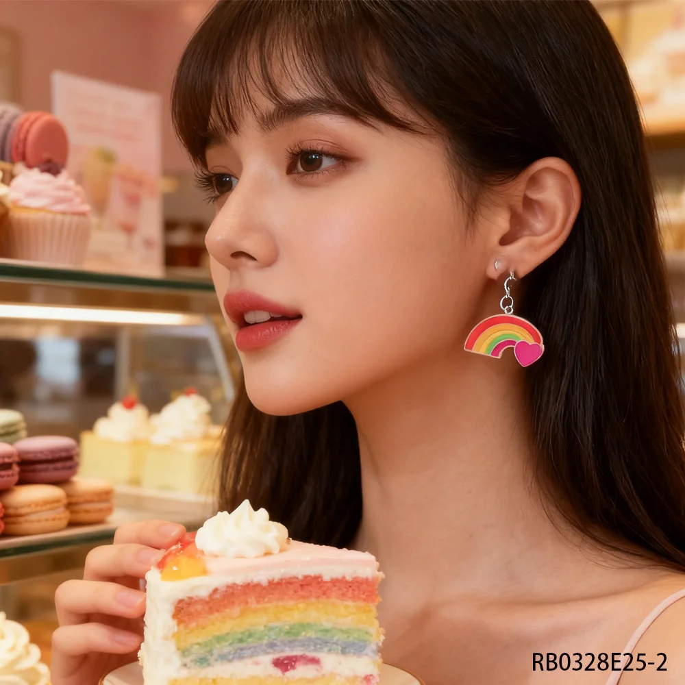 PESENAR Ces boucles d'oreilles arc-en-ciel à cœur unique sont très mignonnes L'accessoire parfait pour la Saint-Valentin