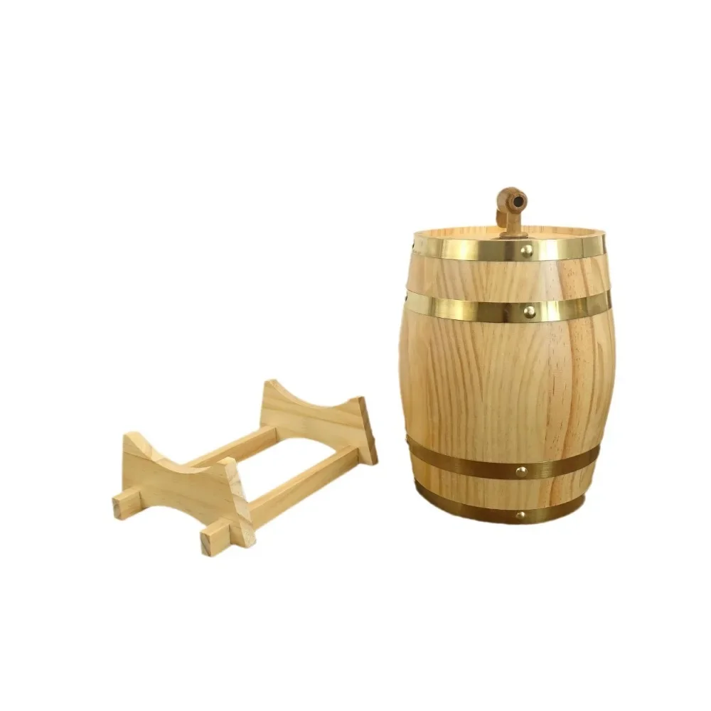 15L Handcrafted Oak Pine Wood Barrel Creative Wooden Wine Barrel for Home Bar Party Storage Lab Sample Container Decoration