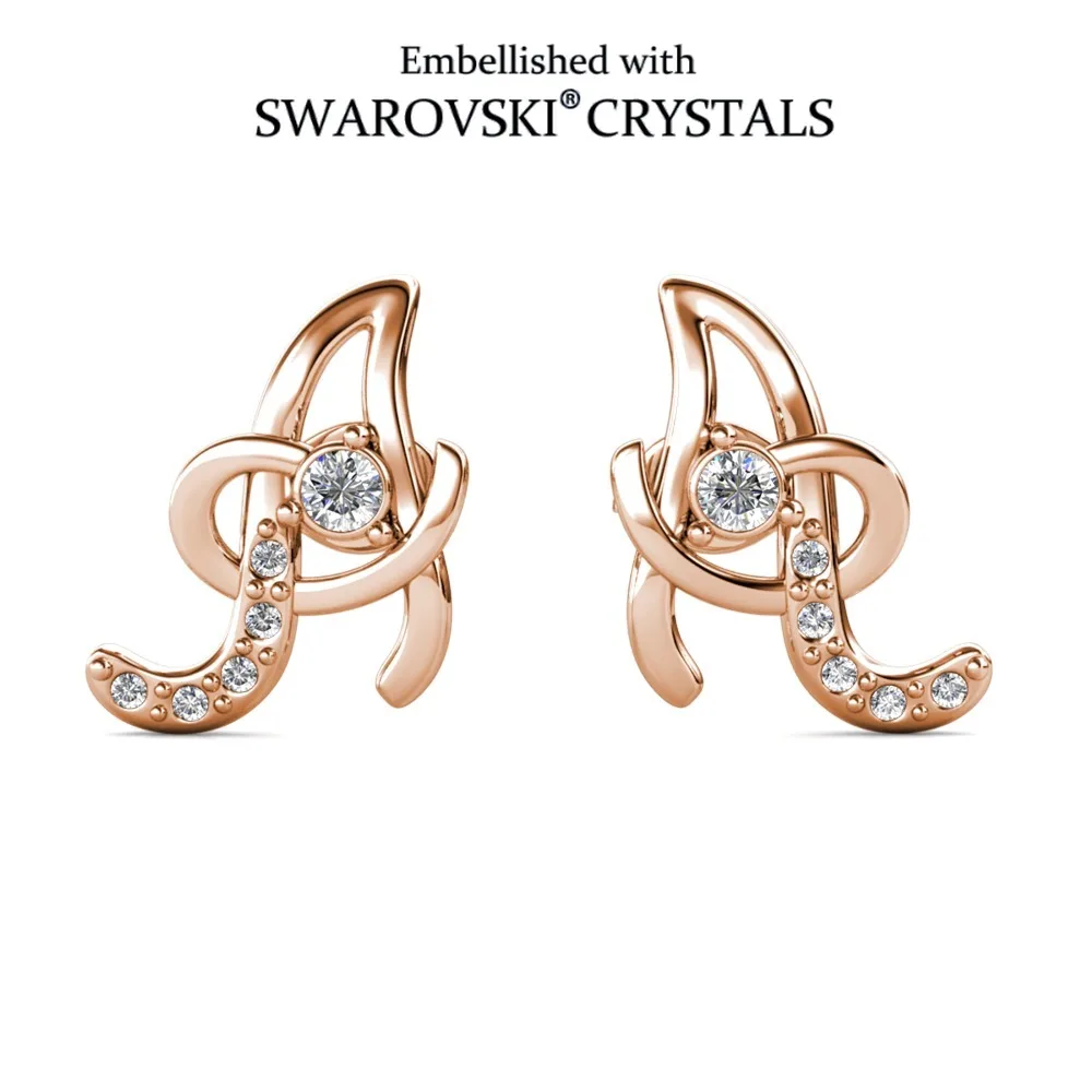 Monogram A Stud Earrings Embellished with Swarovski Crystals Personalized Monogram Earrings Hypoallergenic Shiny Initial Jewelry