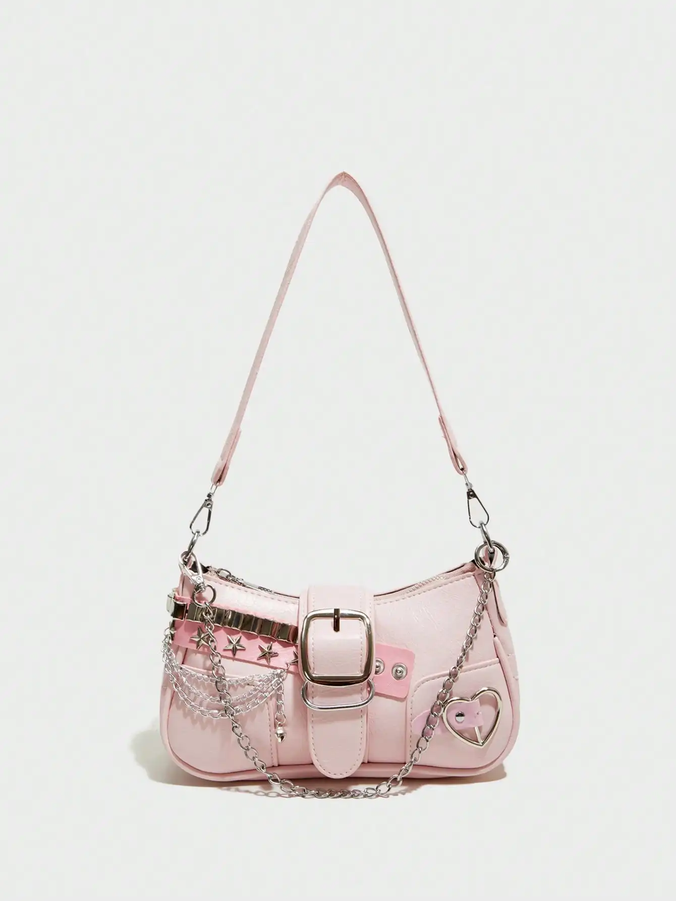 

Y2K Star & Moon Pink Chain Crossbody Bag, Gothic Punk Niche