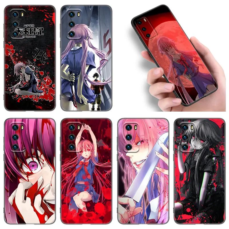 Future Diary Anime Phone Case For Huawei P8 P9 P10 P20 P30 P40 Lite E P50 P Smart Pro Z S 2018 2019 2020 2021 Soft Black Cover