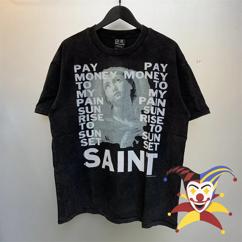 Pay Money To My Pain Saint T-Shirt Men Women Best Quality Oversized Tee Tops Vintage Washed Black Graphics T Shirt