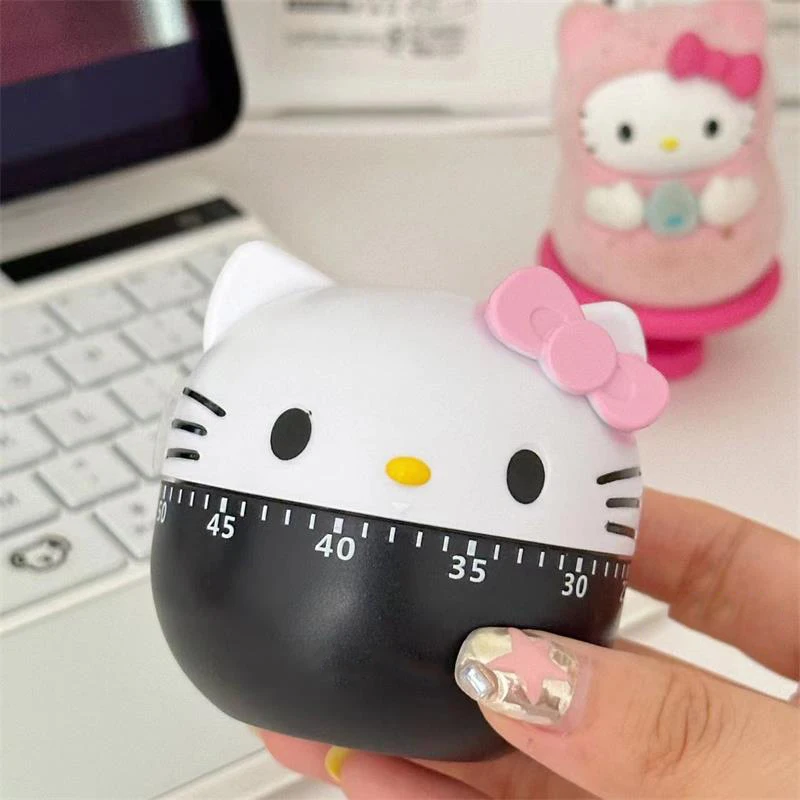 Sanrio Cute Hello Kitty Timer Manager Kitchen Mechanical Rotating Alarm Manual Reminder Cooking Study Time Reminder Tools Gifts