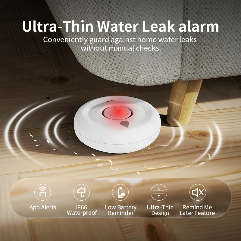 130dB High Decibel Water Leak Detector Starter Kit Included WiFi Hub Gateway Wireless Flood Alarm For Kitchen Basement