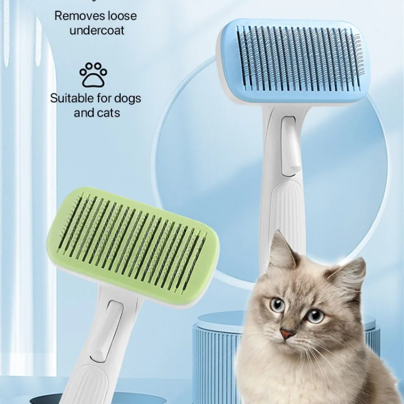 Pet Hair Deshedding Brush  SelfCleaning Grooming Tool for Cats