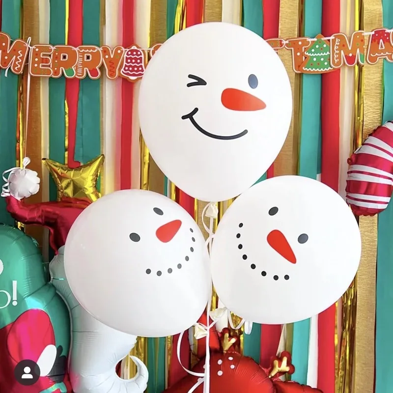 

INS Christmas Snowman Latex Balloon 12 Inch Thickened Snowball White Party Christmas Decoration Balloon