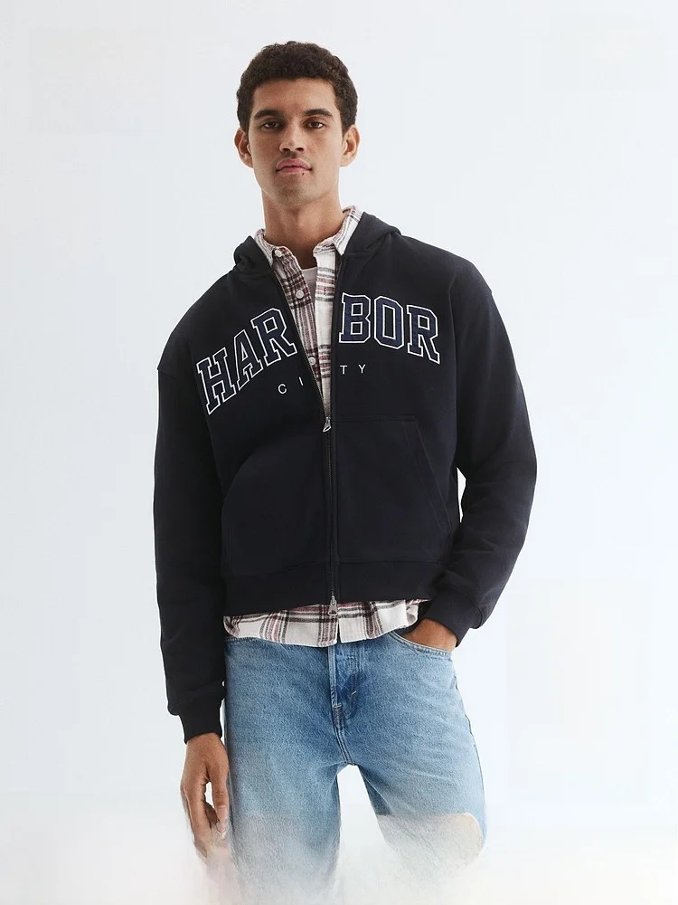 

Свитшот H&M свободного кроя с принтом и американской надписью, повседневный, для весенне-осеннего сезона, модная верхняя одежда, базовый слой, топ