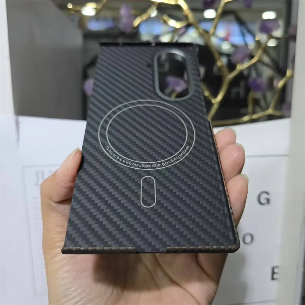 حافظة مغناطيسية من ألياف الكربون الأراميد الحقيقية لهاتف سامسونج جالاكسي Z Fold7 غطاء خلفي مقاوم للصدمات