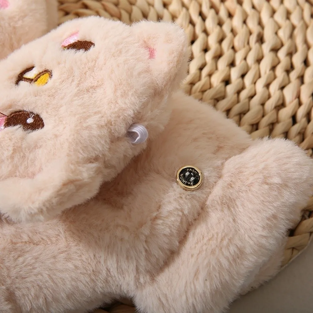 

Модные теплые женские зимние перчатки, мягкие пушистые варежки, ветрозащитные перчатки с рисунком медведя, косплей