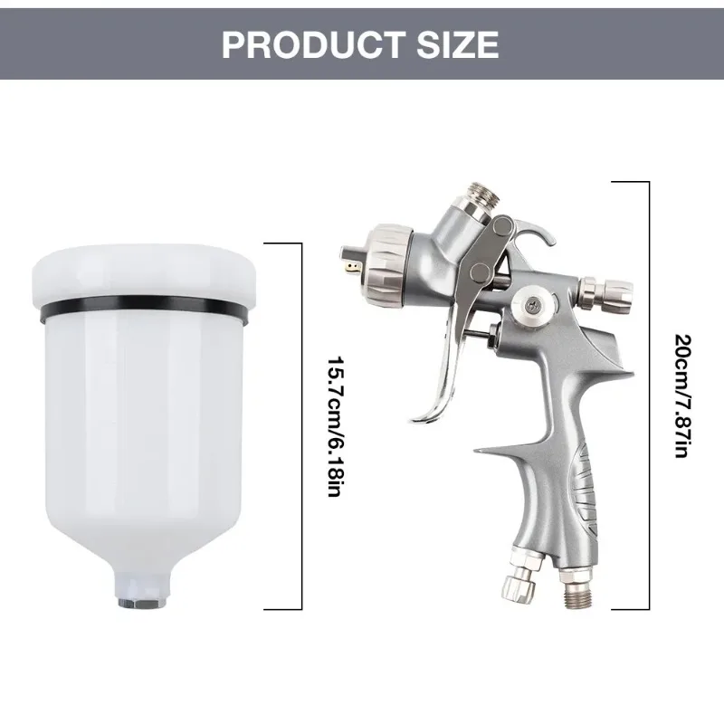 Pneumatic Paint Sprayer 1.3mm Nozzle High Atomization Gravity Feed Gray Sprayer for Auto Body Sheet Metal Finish Coating Tool