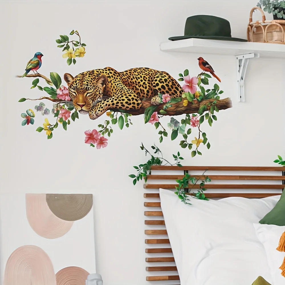 1 Piece of Removable Waterproof Sticker Featuring a Sleeping Leopard, Suitable for Decorating Living Rooms, Bedrooms, Offices, and Leisure Areas