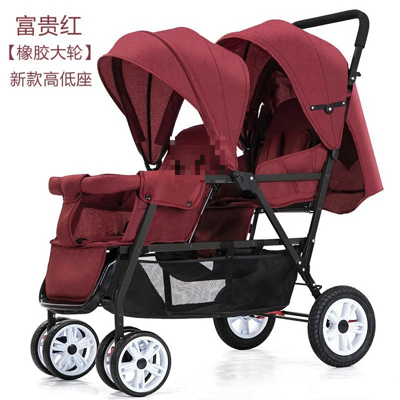

Twin Baby Stroller Double Baby Carriage Both Sitting Reclining Lightweight Perfect for Strolling with Twins